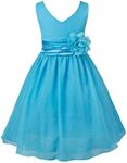 FEESHOW Girls' Flower Chiffon Bridesmaid Wedding Pageant Party Dress 12 Blue