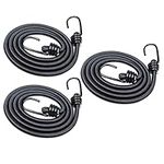 Black Bungee Cords, Heavy Duty Bungee Cords with Hooks, 3Pack 120cm Elastic Bungee Cord for Bike, Car, Caravan, Luggage Racks, Camping, Outdoor