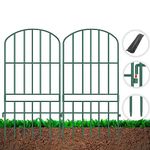 Adavin Animal Barrier Garden Fence,15 Pack Green 12''L x 25" H no dig Fence, Underground dig Protection for Dog Rabbits Rustproof Metal Wire Panel Border, 15 ft Ground Stakes for Outdoor Patio.