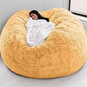 Giant Bean Bag Chairs Cover, 5/6/7ft Soft Fluffy Lazy Sofa Plush Beanbag Chair Durable Comfortable Oversized Round Cover for Kids Teens and Adults (No Filler)