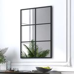 Tangkula 28" x 40" Rectangle Window Mirror, 3-Layered Modern Mirror with Metal Frame, Accent Decorative Mirror for Dining Room, Living Room & Entryway, Vertical & Horizontal Hanging, Black