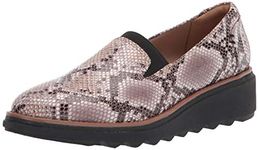 Clarks Women's Sharon Dolly Loafer, Brown Snake Synthetic, 9