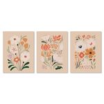 NymphFable Abstract Flower Wall Decor Poster Vintage Botanical Prints, Boho Floral Wall Poster for Bedroom Living Room Decor 12x16 in Set of 3 Unframed