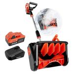 VOLTASK - 24 V 13 Inch Wireless Snow Shovel with Directional Plate, Battery and Quick Charger Included