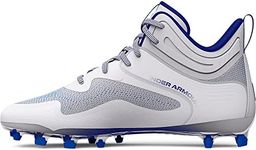 Under Armour Men's Command Mid Lacrosse MT TPU Cleat, (102) White/Royal/Royal, 10