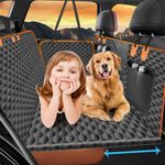 WapaW Back Seat Extender for Dogs, Dog Car Seat Cover with Hard Bottom, Dog Seat Covers for Car Travel Camping with Mesh Window, Waterproof Car Pet Backseat Protector, Dog Hammock for Car SUV Truck