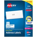 Avery Easy Peel White Mailing Labels for Laser Printers, 1 x 2.62 Inch, Box of 3000 (5160)