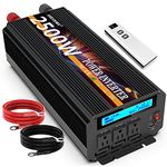 JARXIOKE 2500W Power Inverter 12V DC to AC 110V/120V (Peak) 5000W Converter 3 sockets car Inverter with Remote Control and LED Display 3.4v USB Port