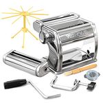 Manual Pasta Maker with Dryer - Multi-Pasta Stainless Steel Italian Flat Dough Machine with Adjustable Setting, Sharp Cutter, and Hand Crank - Fresh Homemade Noodles, Spaghetti, Lasagne | by VeoHome