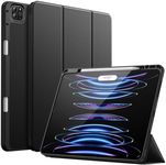 JETech Case for iPad Pro 12.9-Inch (6th/5th Generation, 2022/2021 Model) with Pencil Holder, Support 2nd Pencil Charging, Slim Tablet Cover with Soft TPU Back, Auto Wake/Sleep (Black)