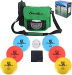 DISC Golf Set 1pc Heavy Duty Nylon Carry Bag, 2pcs Drivers, 2pcs Mid-Ranges, 2pcs Putters, 1pc Mini Disc Marker, 1pc 12”x12” Embroider Logo Black Towel and 1pc Gift Color Box