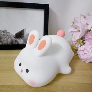 Cute Rabbit Night Light, LED Squishy Novelty Animal Night Lamp, 3 Level Dimmable Nursery Nightlight for Breastfeeding Toddler Baby Kids Decor, Cool Gifts for Kids