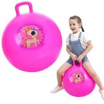 Toyshine 65cm Hopper Ball for Kids Ages 6+ Inflatable Hopping Balls Jumping Therapy Ball Toys Sit and Bounce Ball with Handle - Pink