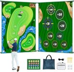 TOTOSIN Golf Chipping Game Mat, Double Sided Golf Hitting Mat,6x5 FT Golf Practice Mat Outdoor Indoor Golf Games for Adults,Score Sticky Playing Golf Balls for Home Backyard Garage Game(No Club)