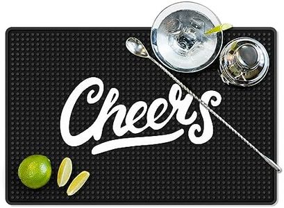 Cheers Bar Mat for Countertop Perfect Bar Decor - Ideal for Bartending & Home Bar Spill-Proof, Durable, Non-Slip Rubber Bar Mat - Large Size 18"x12" - Bar Mats for Home Bar - Thick Rubber Mat