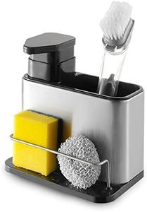 Innoteck Essentials Sink Caddy with Washing Liquid Holder - Kitchen Organiser For Cleaning Supplies - 340ml Kitchen Soap Dispenser - Non-Slip, Lightweight - Water Drainage System - for Sponge, Brush