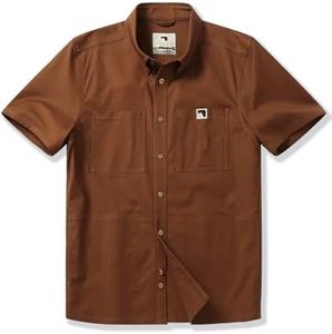 CHRONOLINE Men's Short Sleeve Work Shirt Heavyweight Cotton Canvas Utility Top 2026 Spring Summer Workwear Shirt Tobacco Brown