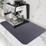 Dish Drying Mat for Coffee Kitchen Counter, Non-Slip Rubber Backed Absorbent Quick Dry Pad for Under Coffee Maker Coffee Machine Coffee Pot Espresso Machine Dish Rack (Deep Grey, 40*60cm)