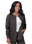 Sivvan Women’s Scrubs Warm-Up Jacket/Front Snaps - Round Neck - S8306 - Charcoal - 2X