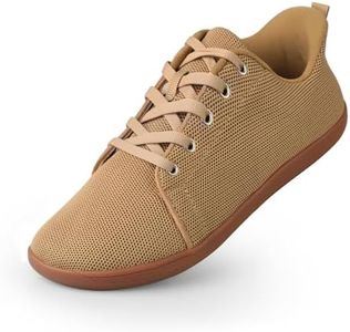 BUHCFBO Wide Toe Barefoot Shoes for Mens Womens Minimalist Cross-Trainer Shoes Walking for Men Women Zero Drop Sole Trail Running Sneakers Tennis Gym Workout,Bright Brown 5