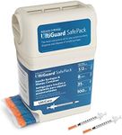 All-In-One UltiGuard Safe Pack U-100 Insulin Syringes and Sharps Container for At-Home Insulin Injections and Safe Needle Disposal; Size: 1/2cc, 31G x 5/16’’ (8mm), 100 Count