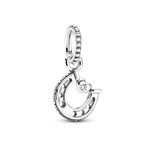 Pandora Moments Women's Sterling Silver Good Luck Horseshoe Dangle Charm, No Box