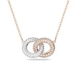 Swarovski Stone Necklace, Circle, White, Rose Gold-Tone Plated