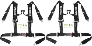 Spocoro 4 Point Racing Harness Buckle Release with Ultra Soft Heavy-Duty Shoulder Pads, 2" Nylon Webbing (2 Pack), Black