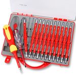 MASJENBU 1000V Insulated Electrician Screwdriver Set, All in One 24 Pcs Strong Magnetic Bit with Handle-Phillips Slotted Torx Hex Square(Roberson) for Professional Work and Home DIY