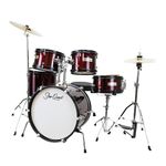 StarQuest SQ-DS-JR5-MWR Junior 5-Piece Drum Set – Metallic Wine Red Finish – Perfect for Young Drummers and Beginners