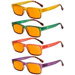 Eyekepper 4 Pack Computer Eyeglasses - Fashion Blue Light Blocking Readers for Women Men Orange Tinted +0.00