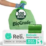 Reli. Biodegradable Trash Bags (Oxodegradable), 16-30 Gallon (Wholesale 500 Count) (Green) - Recyclable, Environmentally Friendly - Biostar Garbage Bags, Can Liners with 16 Gallon - 30 Gallon Capacity
