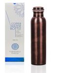 FURNISHFUL FINESSE Pure Plain Copper Water Drinking Bottle 34oz/1000 ml Leak Proof Vessel Antique Polish Bottle for Ayurveda Health Sports and Yoga Gym- Pack of 1