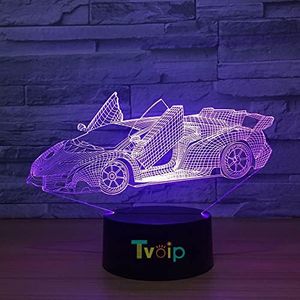 7 Color Changing Night Lamp 3D Atmosphere Bulbing Light 3D Visual Illusion LED Lamp for Kids Toy Christmas Birthday Gifts (Racing Car)