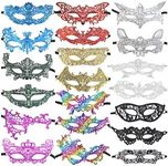 Yolyoo 20pcs Masquerade Mask, Womens Lace Eye Mask, Venetian Lace Masquerade Masks Party Costumes Accessory,9 Colors