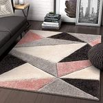 Plush Carpet Handwoven Shaggy Area Rug (12X20 Feet, Microfibre, Brown & Pink)