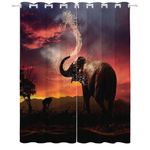 Srigzcaly Blackout Curtains Bedroom 2 Panels W66 x H72 - Polyester Anti-Fade Curtain, Thermal Insulated Noise Reducing Grommet Curtains, Animal Elephant Pattern for Kids' Room and Living Room Decor