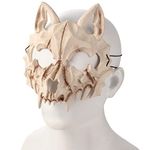 UNOLIGA Halloween Skull Mask, Werewolf Mask, Japanese Mask, Animal Skeleton Mask, Halloween Scary Mask for Adults Kids, PU Foam Wolf Mask