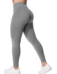 YEOREO V Waist Workout Leggings for Women Amplify Butt Lifting Scrunch Gym Leggings Seamless Yoga Pants, Grey, X-Large