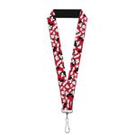 Buckle Down Lanyard - 1.0 - Mickey Mouse Poses Scattered Red/Black/White Accessory, Multi-Colored, One-Size