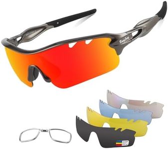 Polarized Sports Sunglasses Cycling Sun Glasses for Men Women with 5 Interchangeable Lenes for Running Baseball Golf Driving