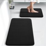 Yimobra 2 Pieces Memory Foam Bath Mat Sets, 17x24+44.1x24 Inches for Bathroom Rugs, Toilet Mats, Non-Slip, Soft Comfortable, Water Absorption, Machine Washable (Black, 17"x24"+31.5"x19.8")