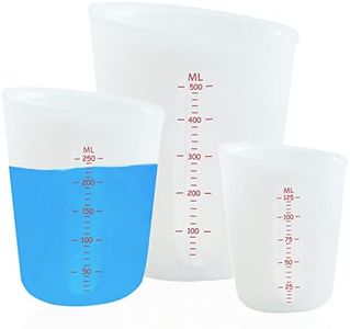 3 PCS Silicone Flexible Measuring Cups,Melting Cups for Epoxy Resin,Butter,Chocolate and More,2 Cup&1 Cup&1/2 Cup,Squeeze and Pour Silicone Measuring Cup with Marking Ounce/ML