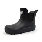 AMOJI Toddler Chelsea Boots Boy Girl Kids Rain Boot Child Slip on Ankle Rubber Boot Children Waterproof Rain Shoes Black Size 7-8 Toddler