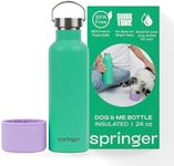 Springer Dog and Me 24oz Stainless Steel Insulated Water Bottle - Cold for 12+ Hours – Portable Dog Water Bottle with Integrated Travel Water Bowl for Dogs, Portable Dog Water Bottle – Lilac/Green