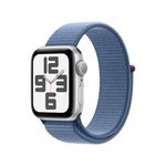 Apple Watch SE (2nd Gen) [GPS 40mm] Smartwatch with Silver Aluminium Case with Winter Blue Sport Loop. Fitness & Sleep Tracker, Crash Detection, Heart Rate Monitor, Water-Resistant - One Size