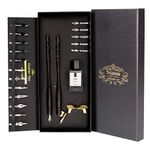 Trustela Calligraphy Set for Beginners, Dip Pen Set with 19 Nibs, Oblique Pen Holder, Wooden Pen Set