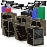 Mlikero 6 Pack Card Deck Boxes, Black Commander Deck Case with 600 Card Sleeves and Dividers, Standard Size Cards Storage Box Perfect Fit for MTG, Sport, Trading Cards (6 colors)