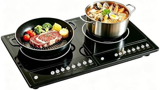 Double Induction Cooktop Portable Electric Cooktop,Portable Dual Induction Cooker, 2 Countertop Electric Burners, 8 Power Levels, Hot Plate with Safety Lock, 3H Timer, Auto Shut Off & Anti-Slip Feet