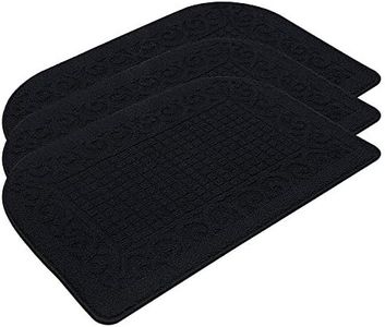 COSY HOMEER 32X20 Inch Anti Fatigue Kitchen Rug Mats are Made of 100% Polypropylene Half Round Rug Cushion Specialized in Anti Slippery and Machine Washable Black(3 pcs)